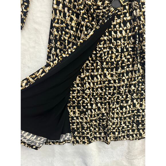 LRL Ralph Lauren Black Printed Buckle Dress 14 Office Mature - Picture 6 of 8